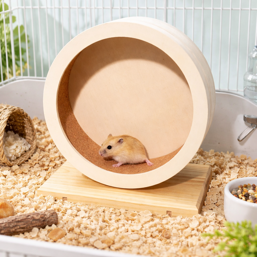 Roue d'Exercice Silencieuse en Bois pour Hamster