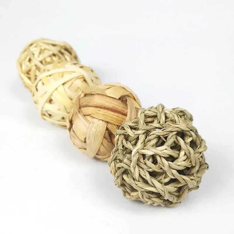 Balles Tressées en Rotin Naturel - Jouet à Mâcher 7cm