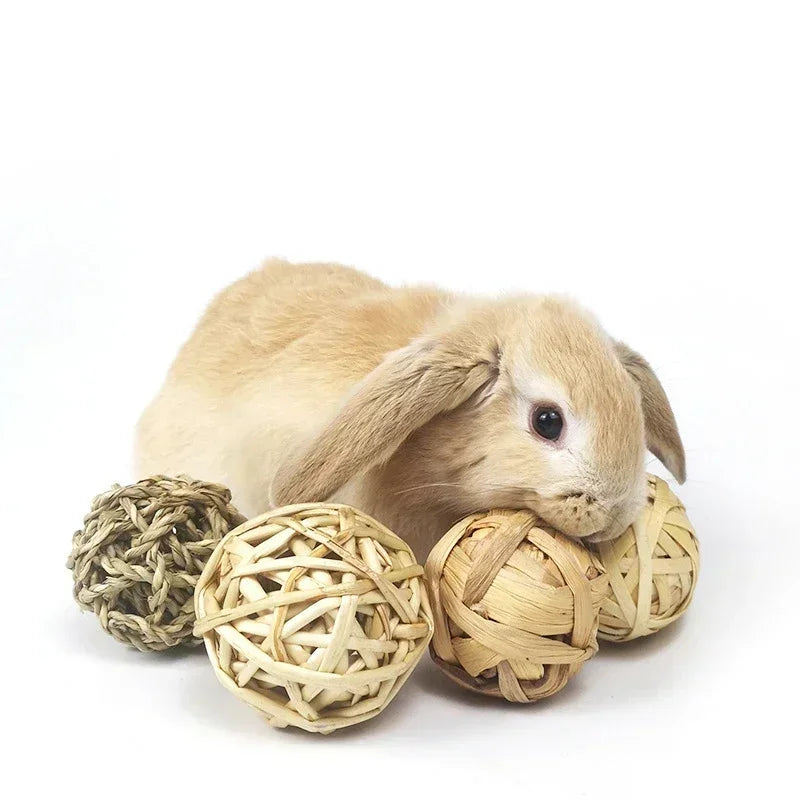 Balles Tressées en Rotin Naturel - Jouet à Mâcher 7cm