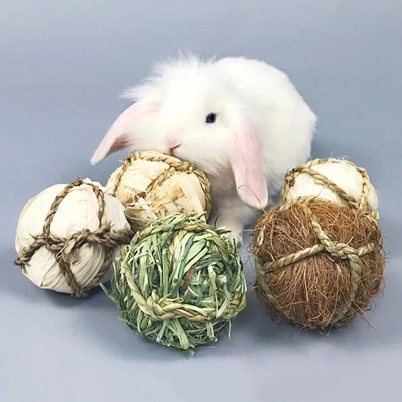 Balles Tressées en Rotin Naturel - Jouet à Mâcher 7cm