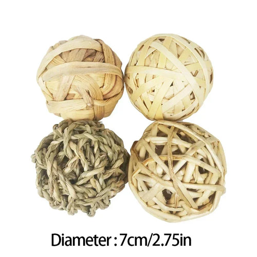Balles Tressées en Rotin Naturel - Jouet à Mâcher 7cm