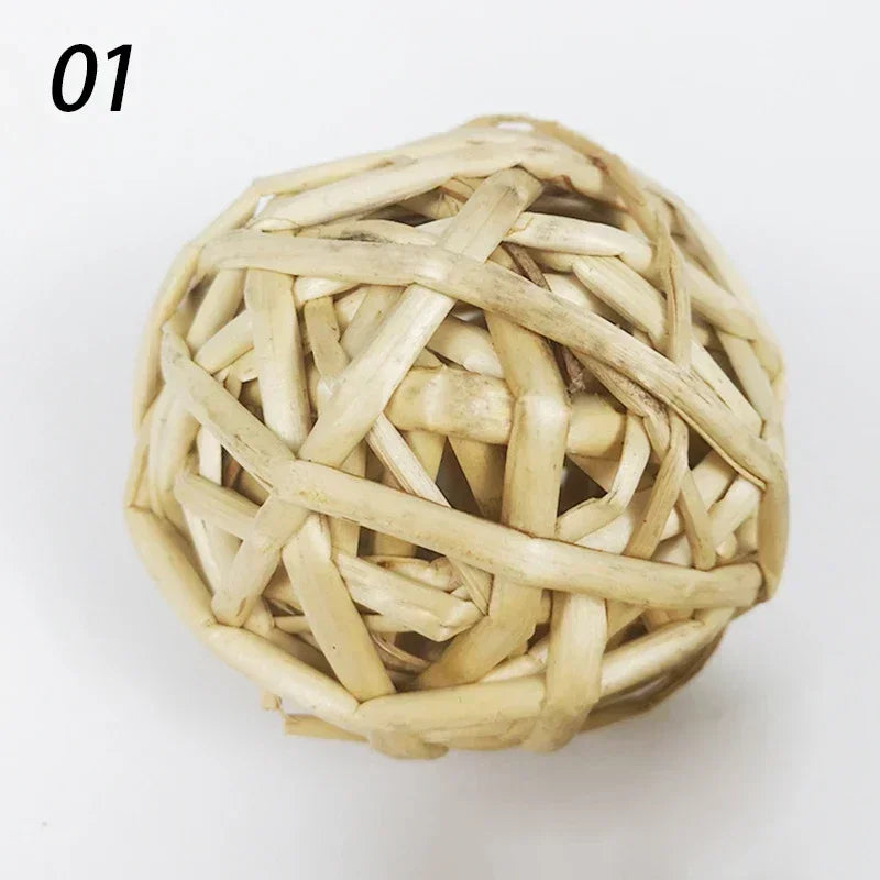 Balles Tressées en Rotin Naturel - Jouet à Mâcher 7cm