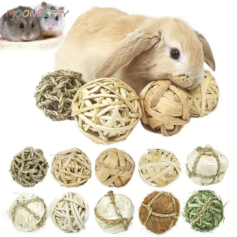 Balles Tressées en Rotin Naturel - Jouet à Mâcher 7cm