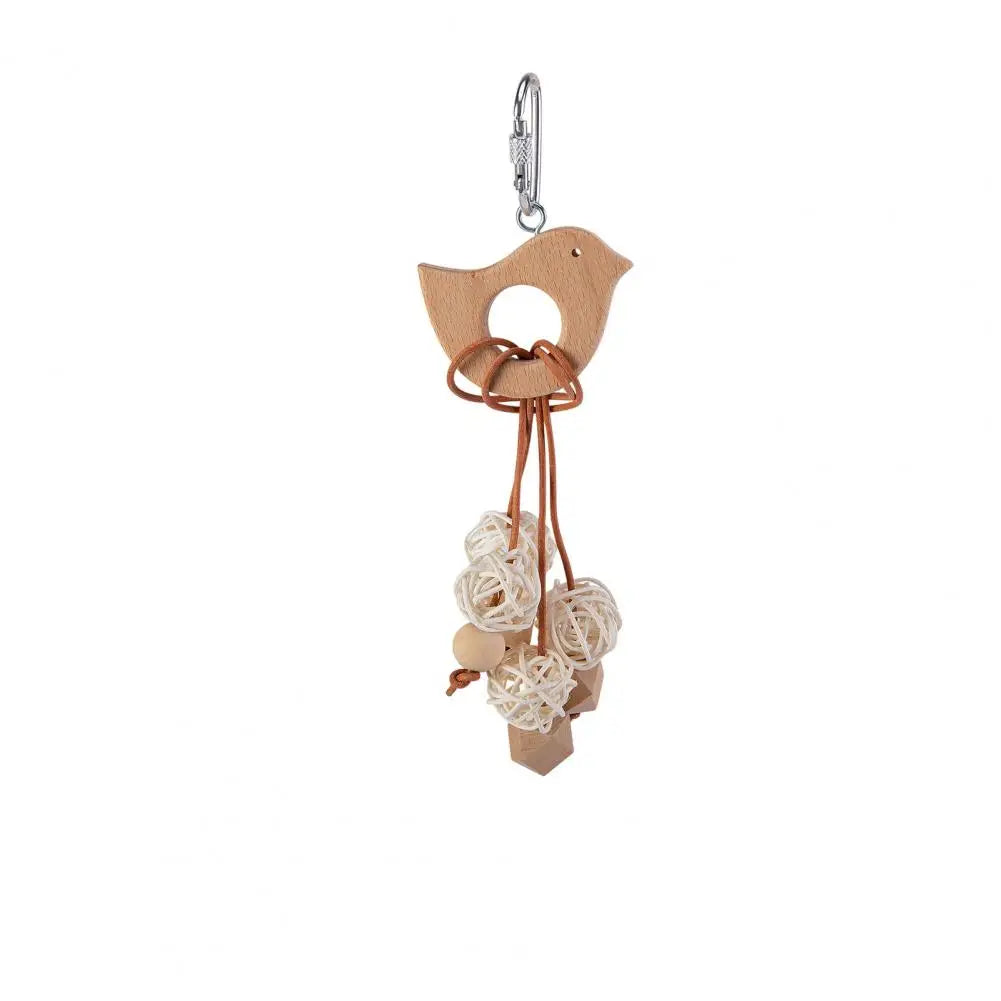 Jouet Artisanal en Bois pour Oiseaux - Avec Grelots