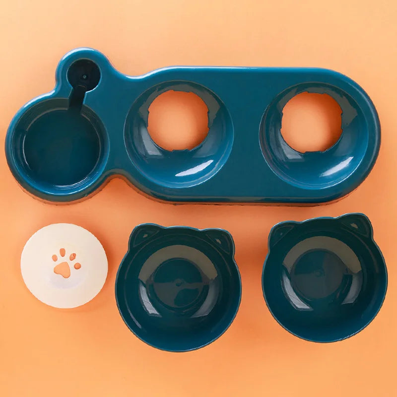 Distributeur 3-en-1 pour Chat - Double Gamelle avec Fontaine à Eau