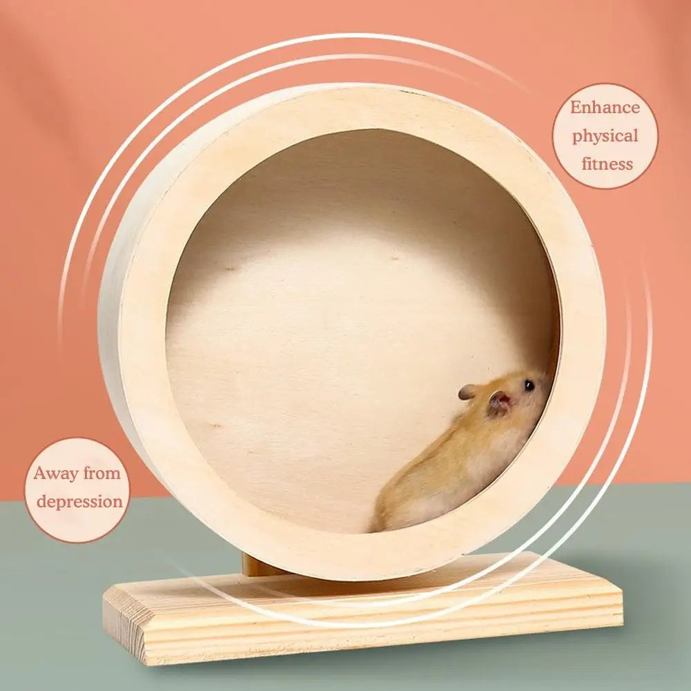Roue d'Exercice Silencieuse en Bois pour Hamster