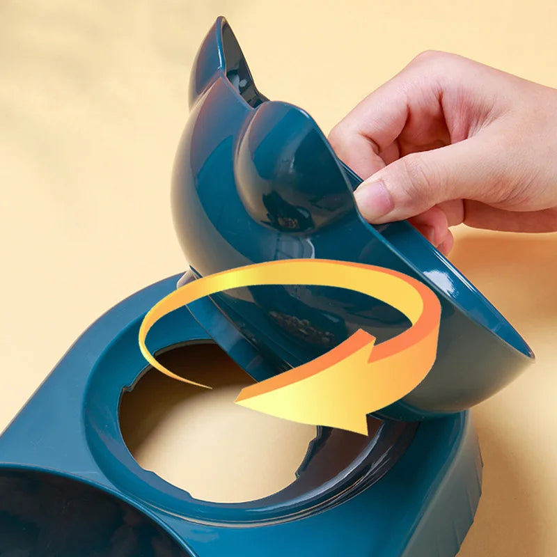 Distributeur 3-en-1 pour Chat - Double Gamelle avec Fontaine à Eau