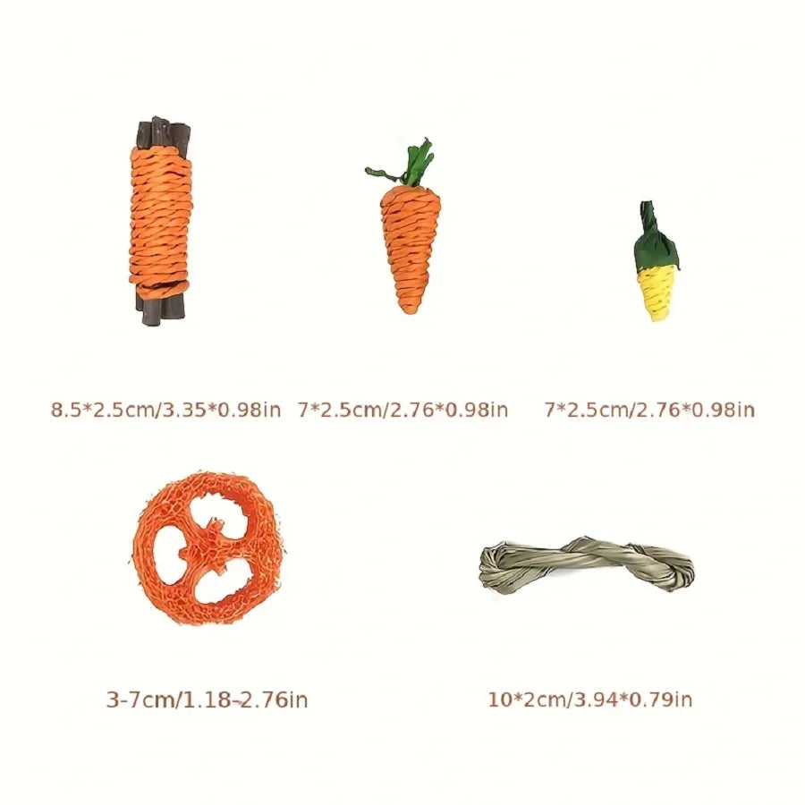 Set de Jouets à Mâcher pour Petits Animaux - Bois Naturel