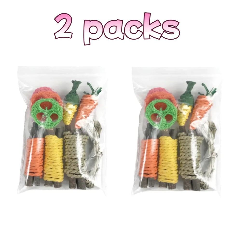 Set de Jouets à Mâcher pour Petits Animaux - Bois Naturel