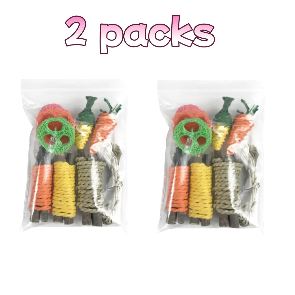 Set de Jouets à Mâcher pour Petits Animaux - Bois Naturel