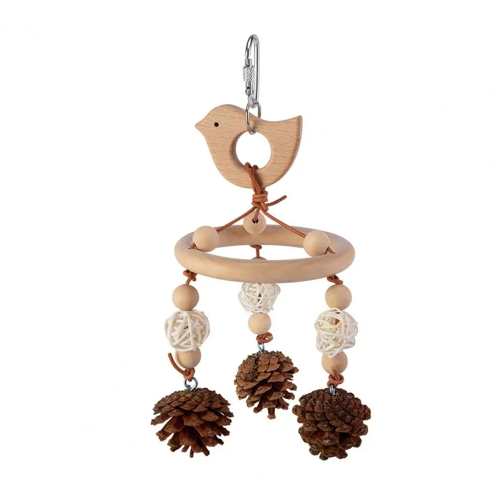 Jouet Artisanal en Bois pour Oiseaux - Avec Grelots