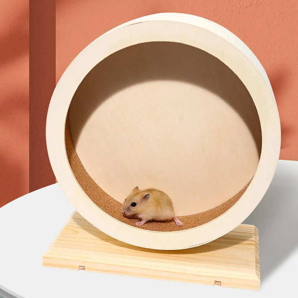 Roue d'Exercice Silencieuse en Bois pour Hamster