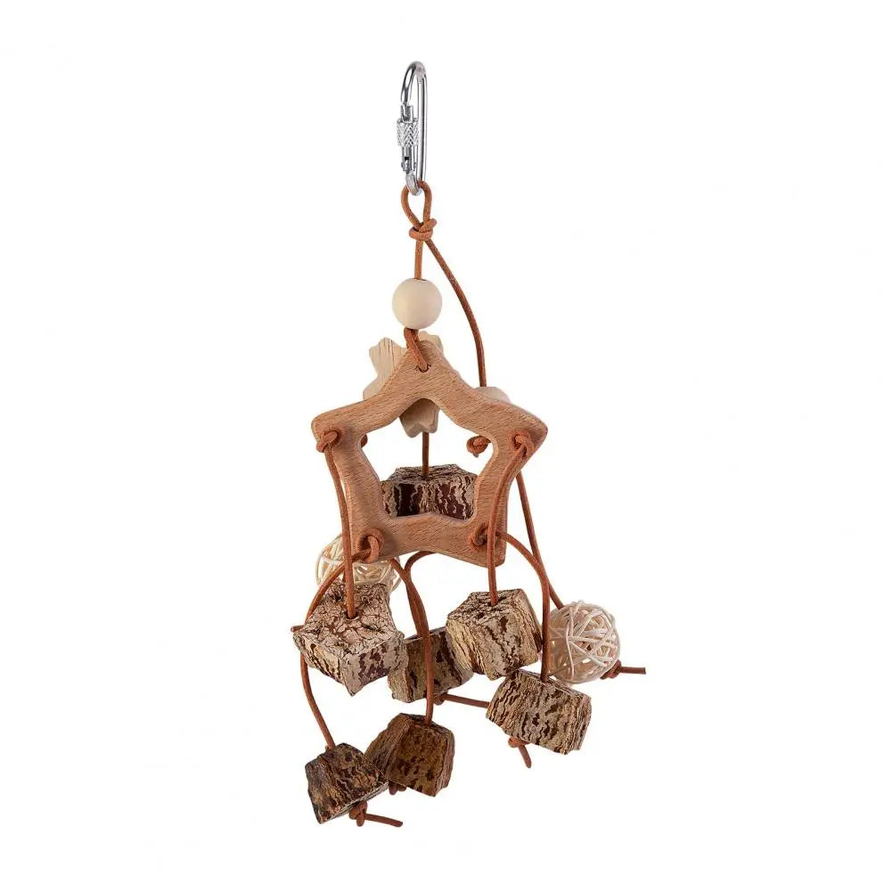 Jouet Artisanal en Bois pour Oiseaux - Avec Grelots