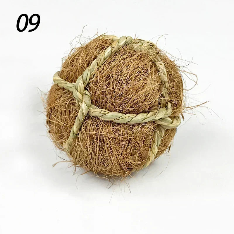 Balles Tressées en Rotin Naturel - Jouet à Mâcher 7cm