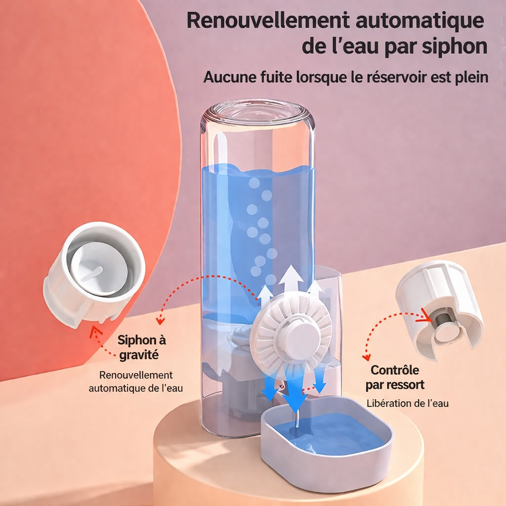 Abreuvoir pour petit animaux - Fixation Cage avec Bille Anti-Goutte